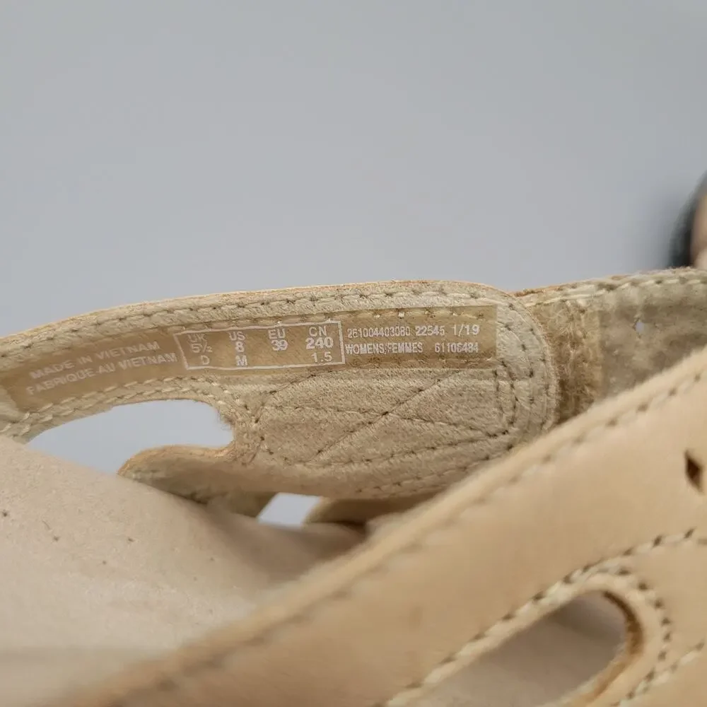 Clarks Collection Womens Leisa Slide Sandals Adjustable Three Strap Beige 8